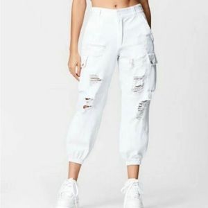 LF Carmar baggy high waisted cargo pant size 8 jeans white